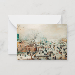 Winter Landscape with Ice Skaters Card