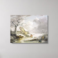 Winter Landscape with Men Snowballing an Old Woman