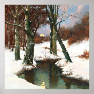 Winter Landscape With Rising Moon, Fine Art Poster