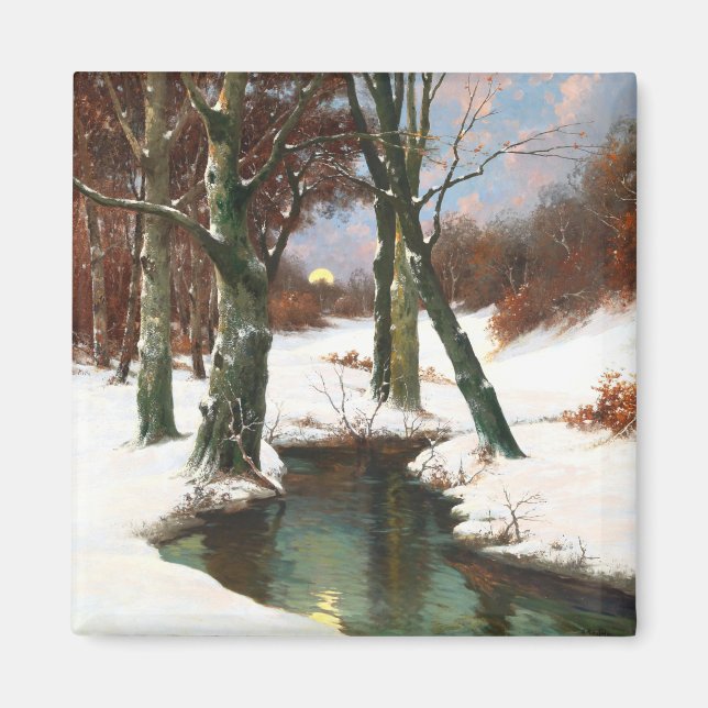 Winter Landscape With Rising Moon Magnet (Front)