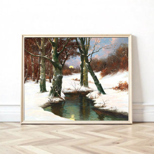 Winter Landscape With Rising Moon  Photo Print