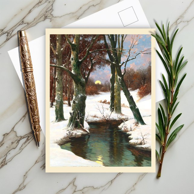 Winter Landscape With Rising Moon Postcard (Creator Uploaded)
