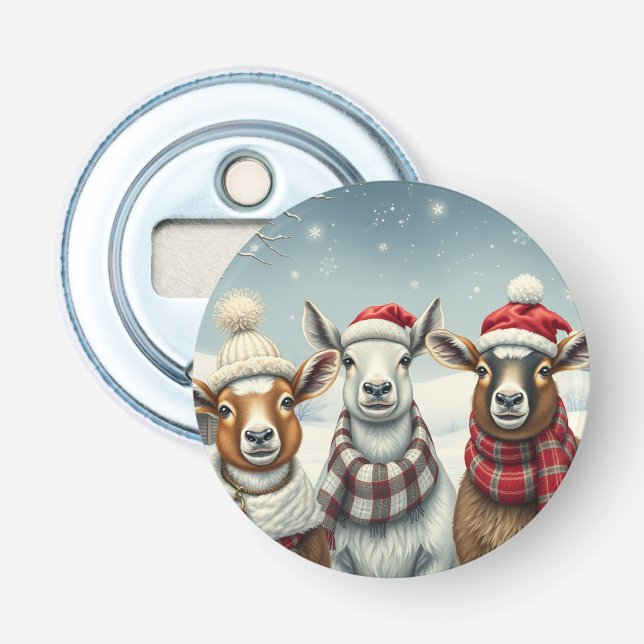 Winter Landscape with Sheep and Cabin Bottle Opener (Front)