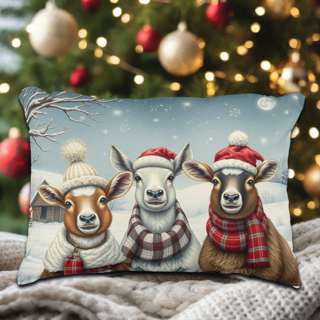 Winter Landscape with Sheep and Cabin Decorative Cushion (Creator Uploaded)