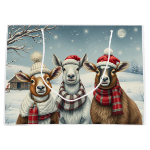 Winter Landscape with Sheep and Cabin Large Gift Bag