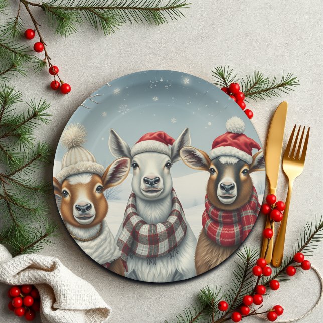 Winter Landscape with Sheep and Cabin Paper Plate (Creator Uploaded)