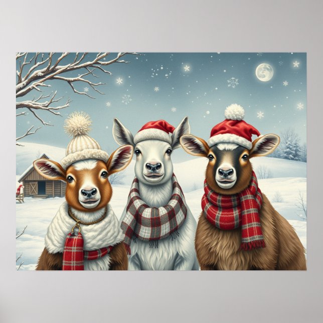 Winter Landscape with Sheep and Cabin Poster (Front)