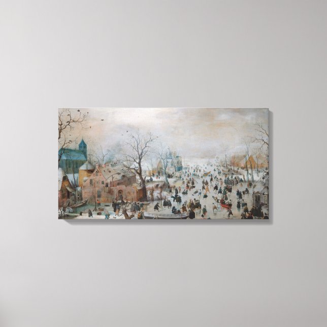 Winter Landscape With Skaters by Hendrick Avercamp Canvas Print (Front)