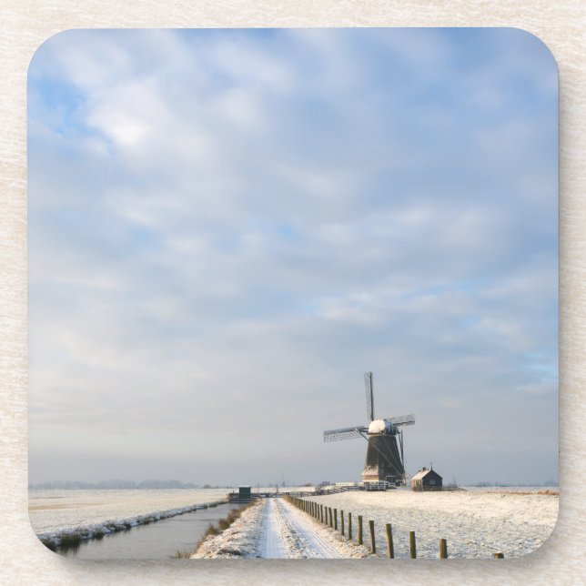 Winter landscape with snow and windmill in Holland Coaster (Front)