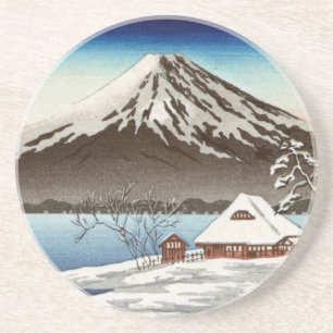 Winter landscape with view of Mount Fuji Coaster