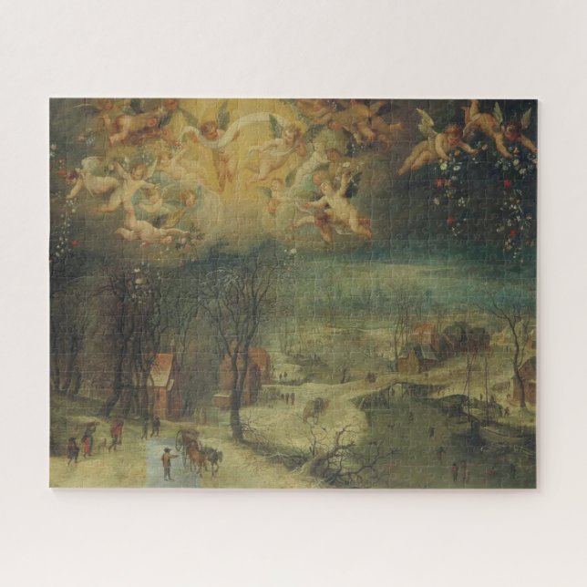 Winter Landscape With Villagers Gathering Wood Jigsaw Puzzle (Horizontal)