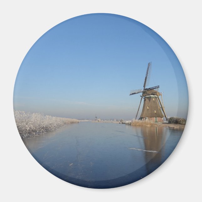 Winter landscape with windmill and ice magnet (Front)
