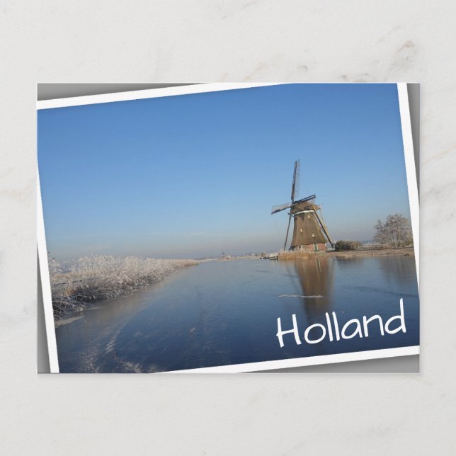Winter landscape with windmill and ice postcard (Front)