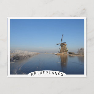 Winter landscape with windmill and ice postcard