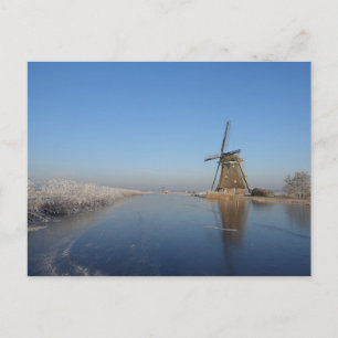Winter landscape with windmill and ice postcard