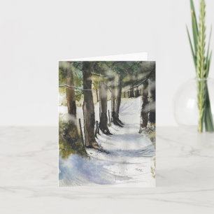 Winter lane watercolor card