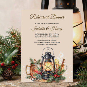 Winter Lantern Drinks Rehearsal Dinner Invitation