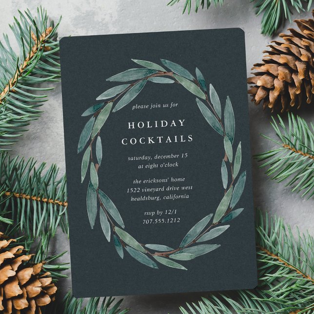Winter Laurel | Holiday Cocktail Party Invitation (Creator Uploaded)