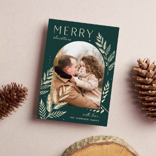 Winter Laurel Merry Christmas Photo Holiday Card