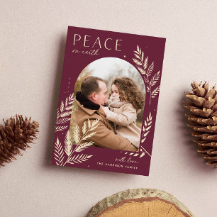 Winter Laurel Peace On Earth Photo Holiday Card