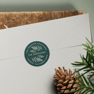 Winter Laurel Return Address Classic Round Sticker