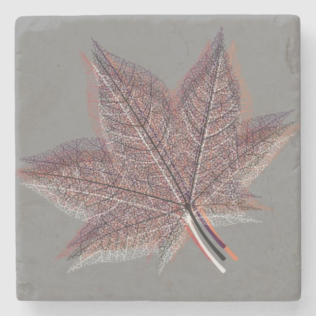 Winter Leaf Stone Coaster (Front)