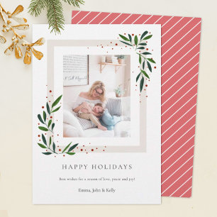 Winter Leaves Happy Holidays Photo Card