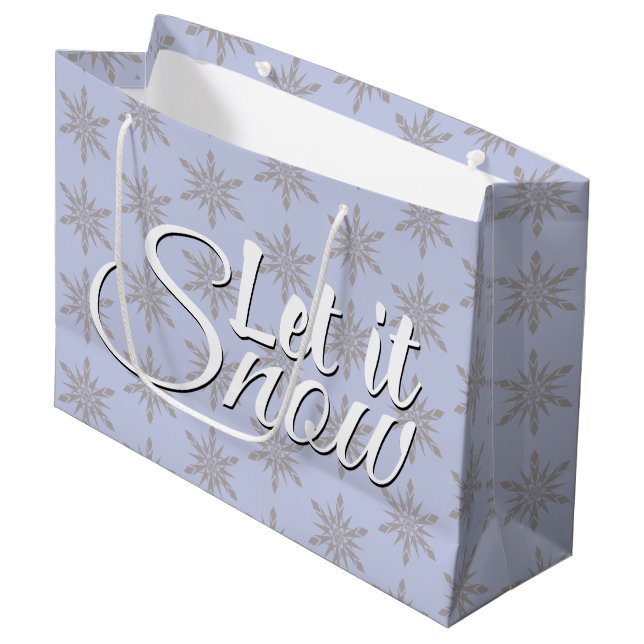 Winter Let It Snow Snowflake Large Gift Bag (Front Angled)