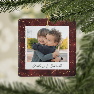 Winter Lights Double Sided Personalised Photo Ceramic Ornament