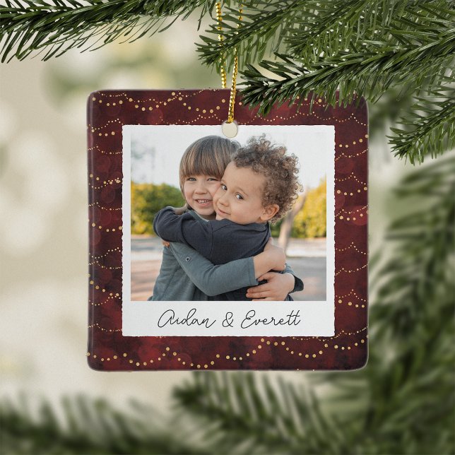 Winter Lights Double Sided Personalised Photo Ceramic Ornament (Creator Uploaded)
