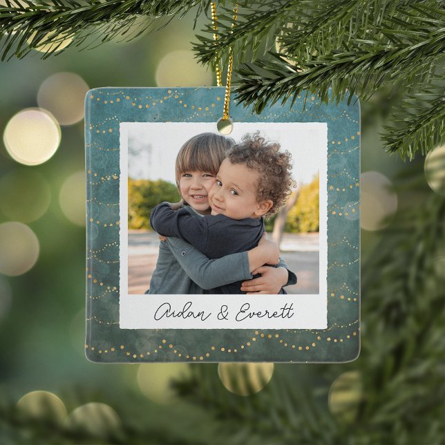 Winter Lights Double Sided Personalized Photo Ceramic Ornament (Creator Uploaded)