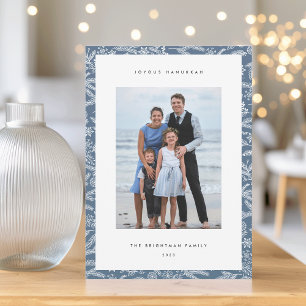 Winter Lights   Modern Vertical Photo Hanukkah Holiday Card