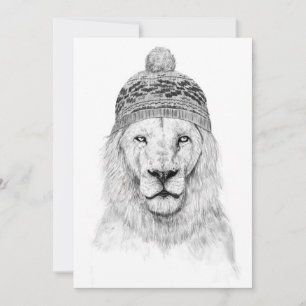 Winter lion (bw)
