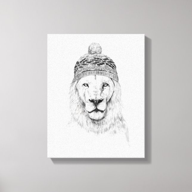 Winter lion (bw) canvas print (Front)
