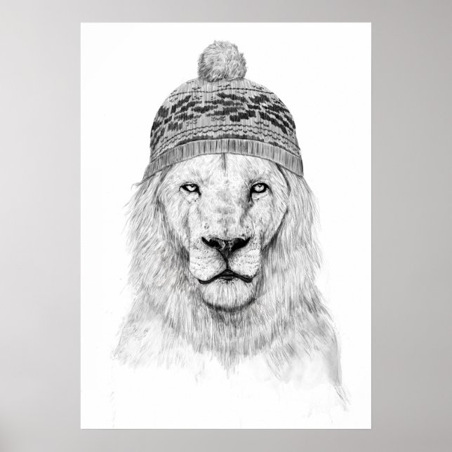 Winter lion (bw) poster (Front)