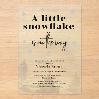 Winter Little Snowflake Baby Shower  Acrylic Invitations