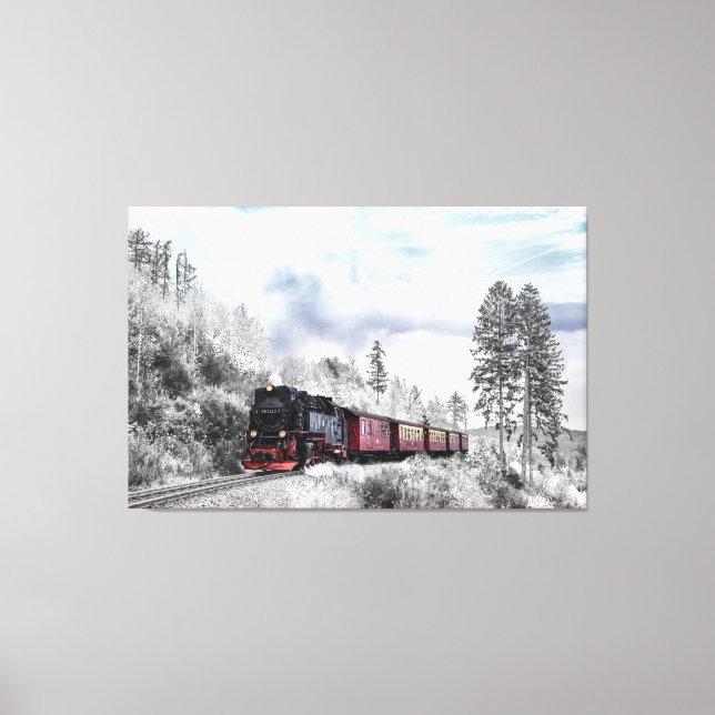 Winter Locomotive Scene Canvas Print (Front)