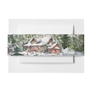 Winter Lodge in the Mountains Belly Band Invitation Belly Band