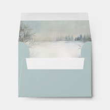 Winter Lodge in the Mountains RSVP Envelope