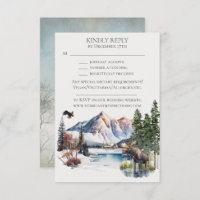 Winter Lodge in the Mountains RSVP Invitation