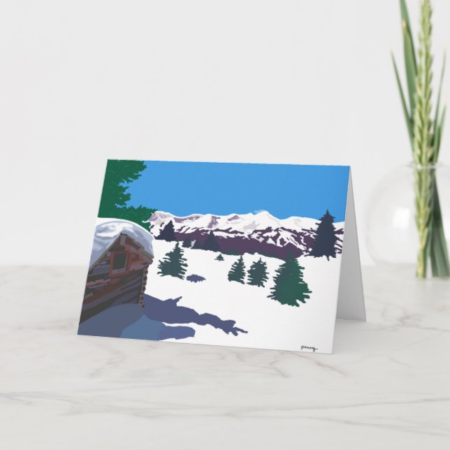 Winter Log Cabin Card (Front)