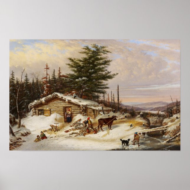 Winter Log House art poster (Front)