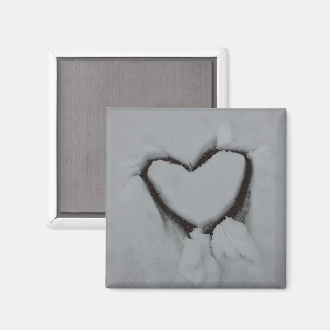 Winter Love - Heart in Snow Magnet (Front/Back)