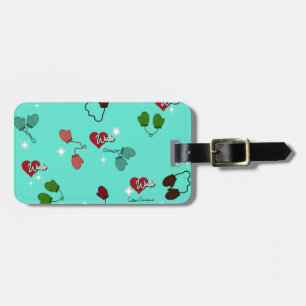 Winter Love Mittens and Snowflake Patter Luggage Tag