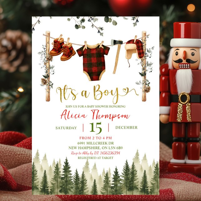 Winter Lumberjack Clothes Boy Baby Shower Invitation (Creator Uploaded)
