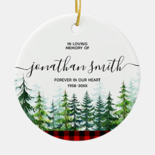Winter Lumberjack Pine Tree In Loving Memory Ceramic Tree Decoration