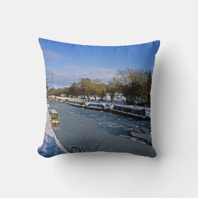 Winter Macclesfield Canal Cheshire England Cushion (Front)