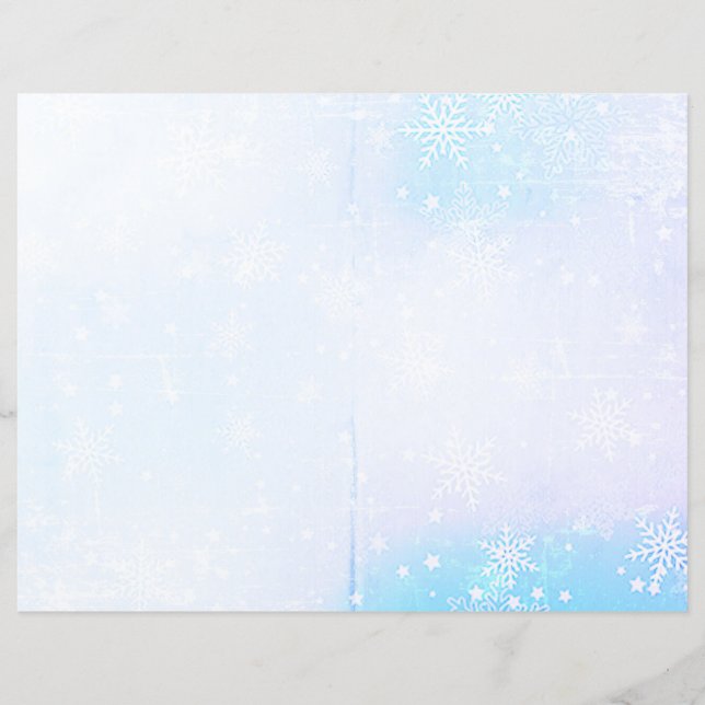 Winter Magic Blue Snow Scrapbook Page Paper (Front)