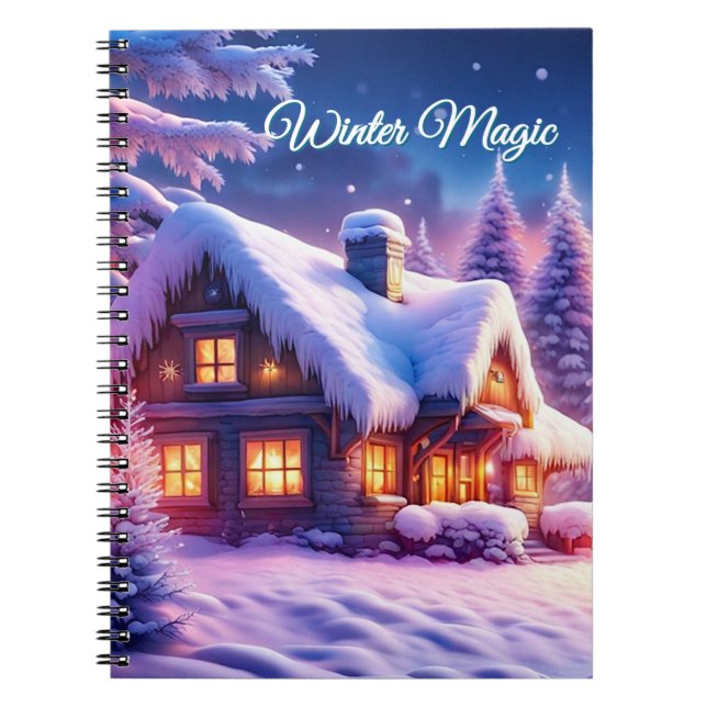 Winter Magic - Cosy Cabin At Winter Wonderland Notebook (Front)