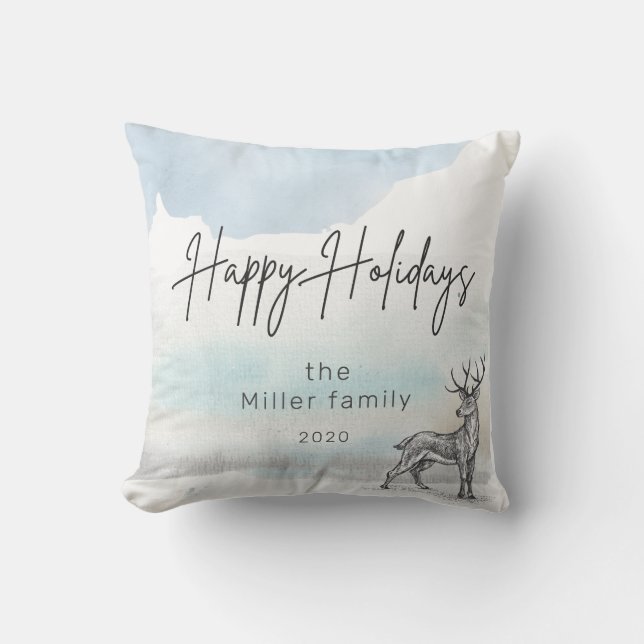 winter magic happy holidays photo throw pillow (Front)